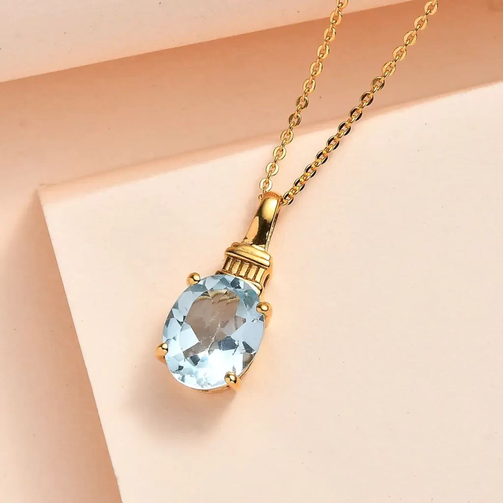 Sky Blue Topaz Solitaire Pendant Necklace