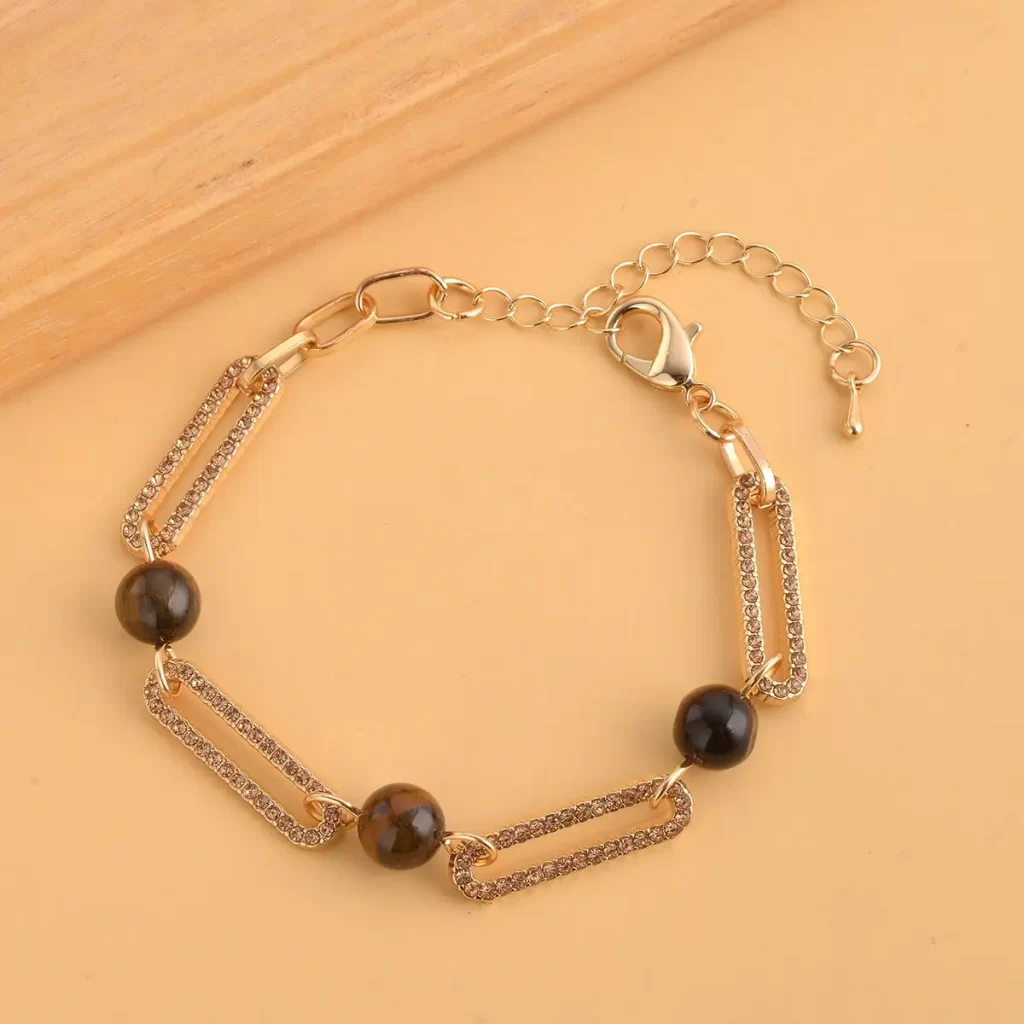 Tiger's Eye Paper Clip Bracelet