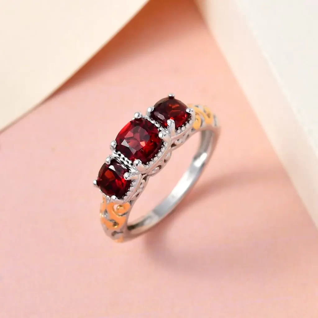 Mozambique Garnet Trilogy Ring