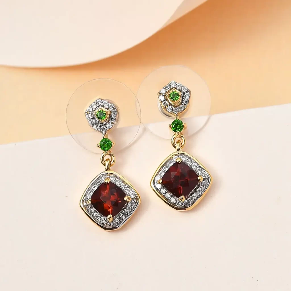 Premium Brazilian Cherry Citrine and Multi Gemstone Dangle Earrings