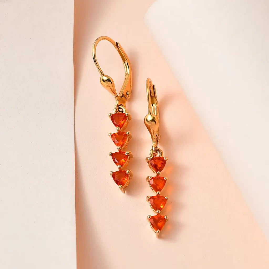 Fire Opal Lever Back Earrings