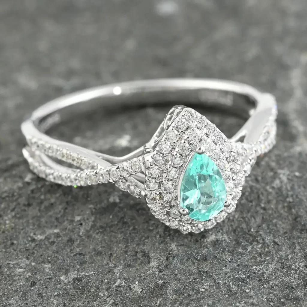 Tear Drop Paraiba Tourmaline Rare Gemstone Ring