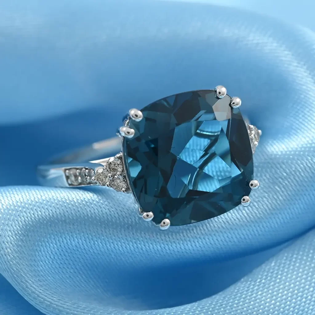 Certified AAA London Blue Topaz and Diamond