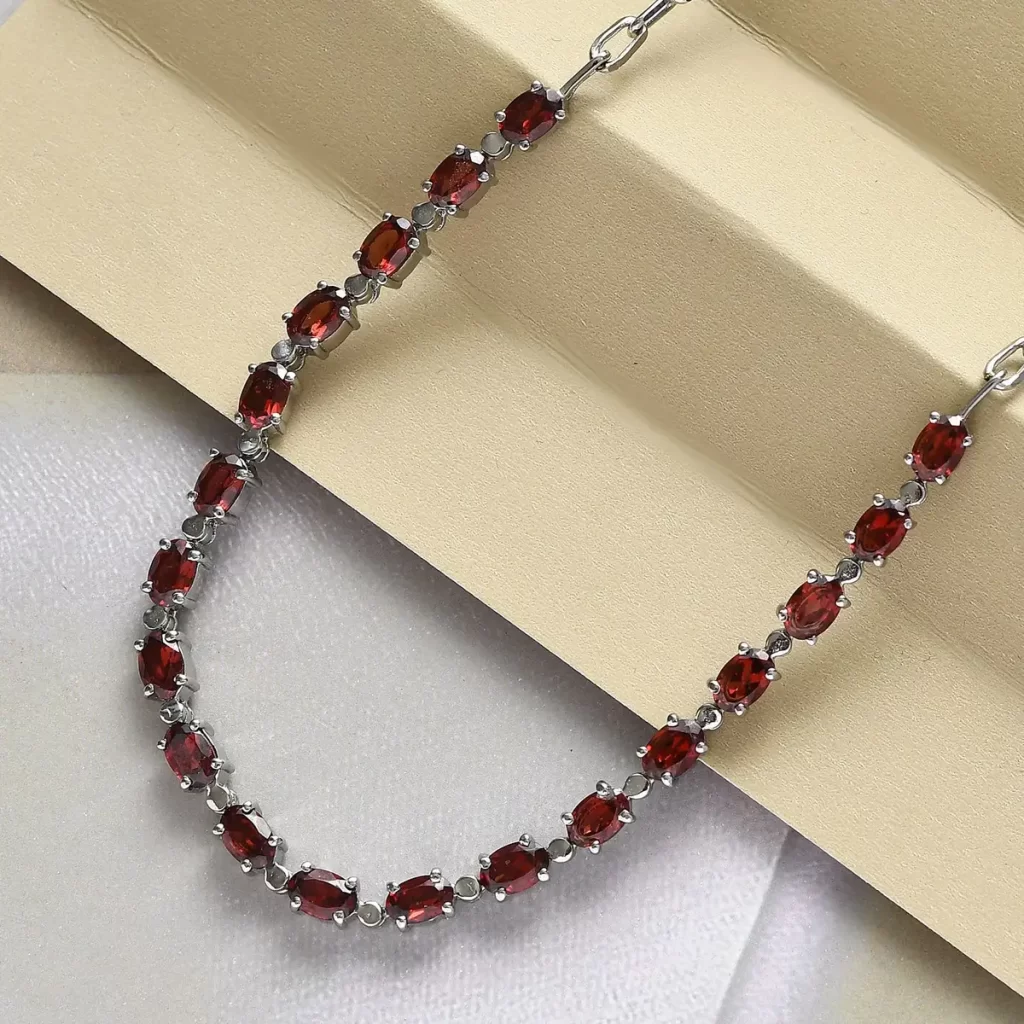 Mozambique Garnet Necklace, Paper Clip Chain Necklace, 20 Inches Necklace, Stainless Steel Jewelry