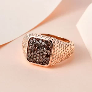 Natural Champagne Diamond Men's Ring