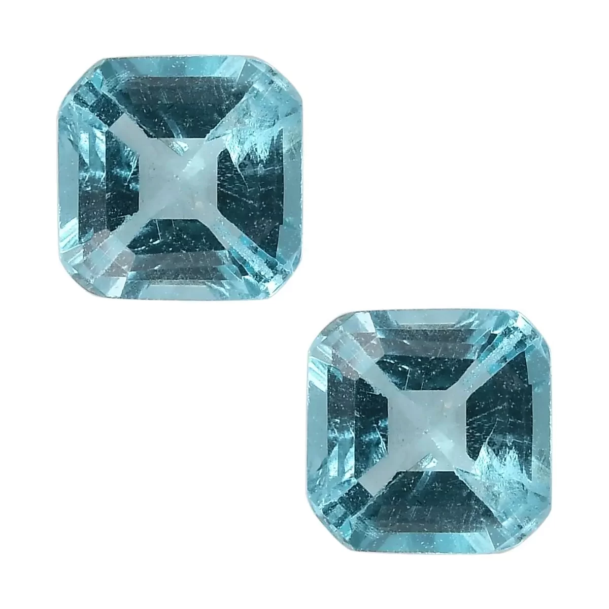 Asscher Cut Madagascar Paraiba Apatite Set of 2