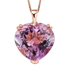 Rose De France Amethyst Heart Solitaire Pendant Necklace