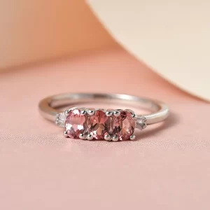 Blush Tourmaline and Diamond Accent Trilogy Ring