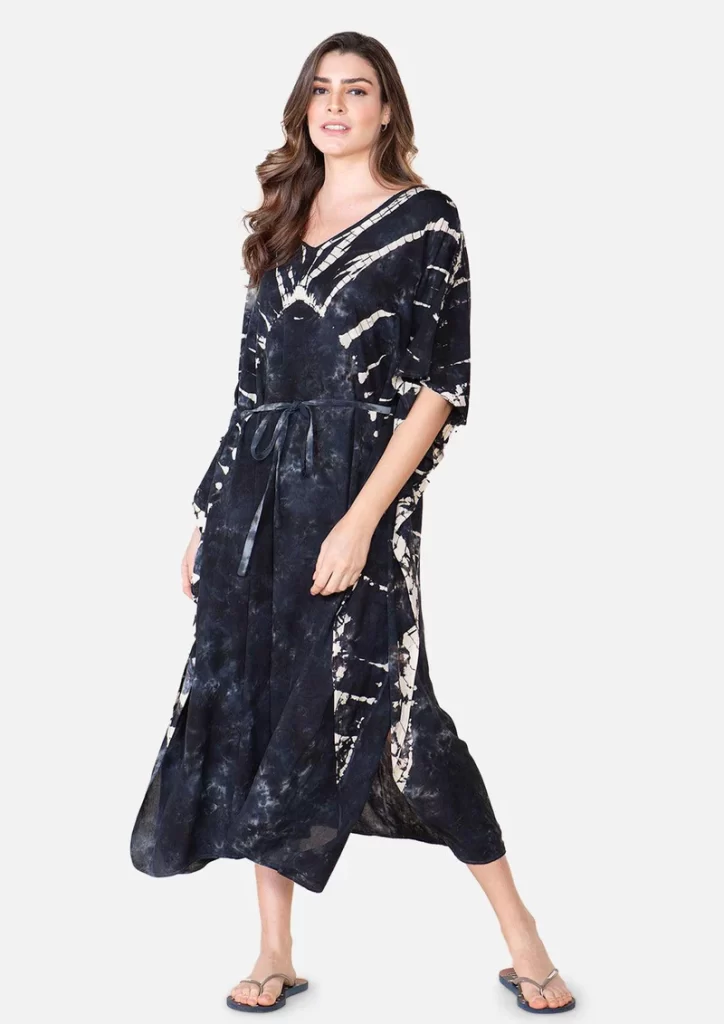 Maxi Kaftan With Tie-Dye Print