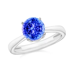 Luxoro 14K White Gold Premium Tanzanite Solitaire Ring 4 Grams 1.50 ctw
