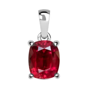 Luxoro 14K White Gold Premium Ouro Fino Rubellite Solitaire Pendant 3.20 ctw
