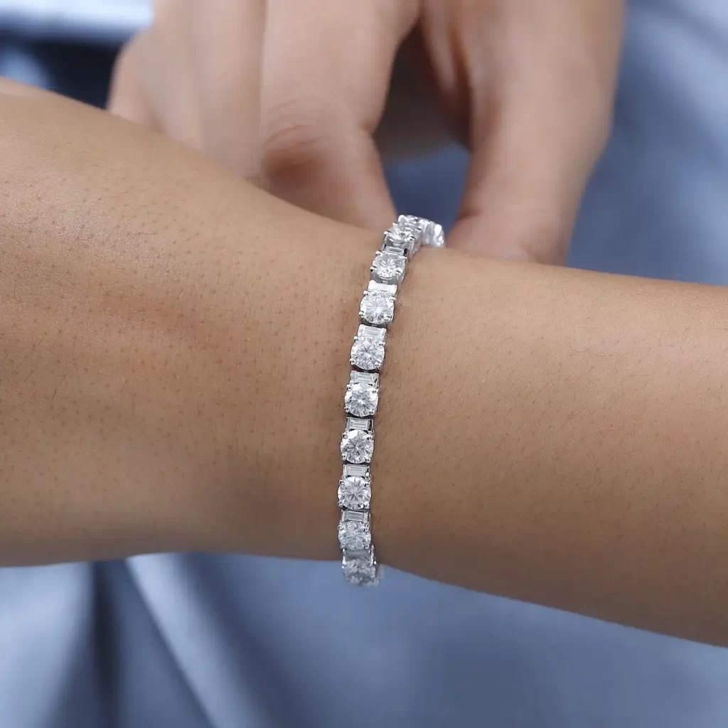 Moissanite Bracelet in Platinum Over Sterling Silver