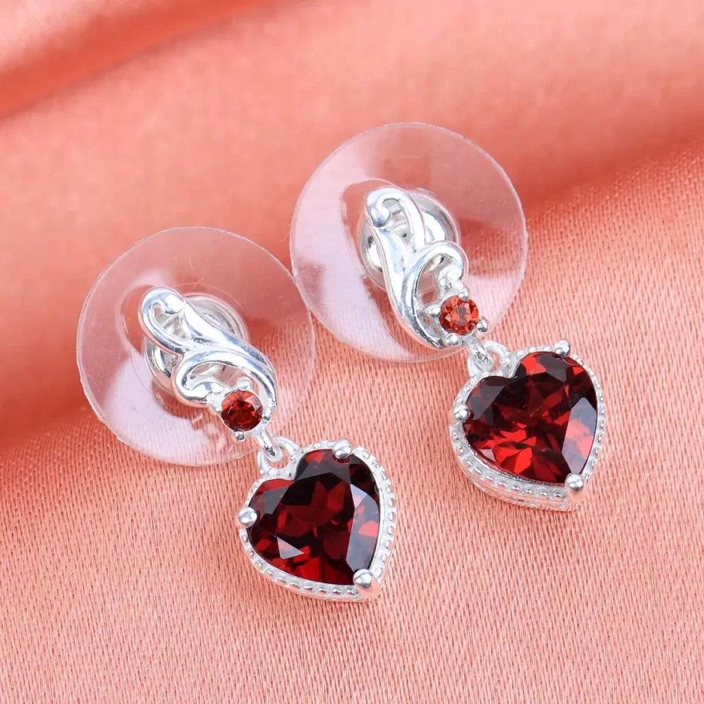 Mozambique Garnet Heart Earrings