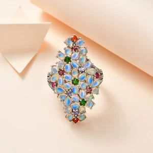 Premium Ethiopian Welo Opal and Multi Gemstone Ring