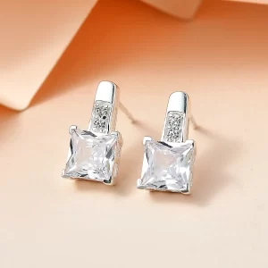 Simulated Diamond Earrings in Sterling Silver