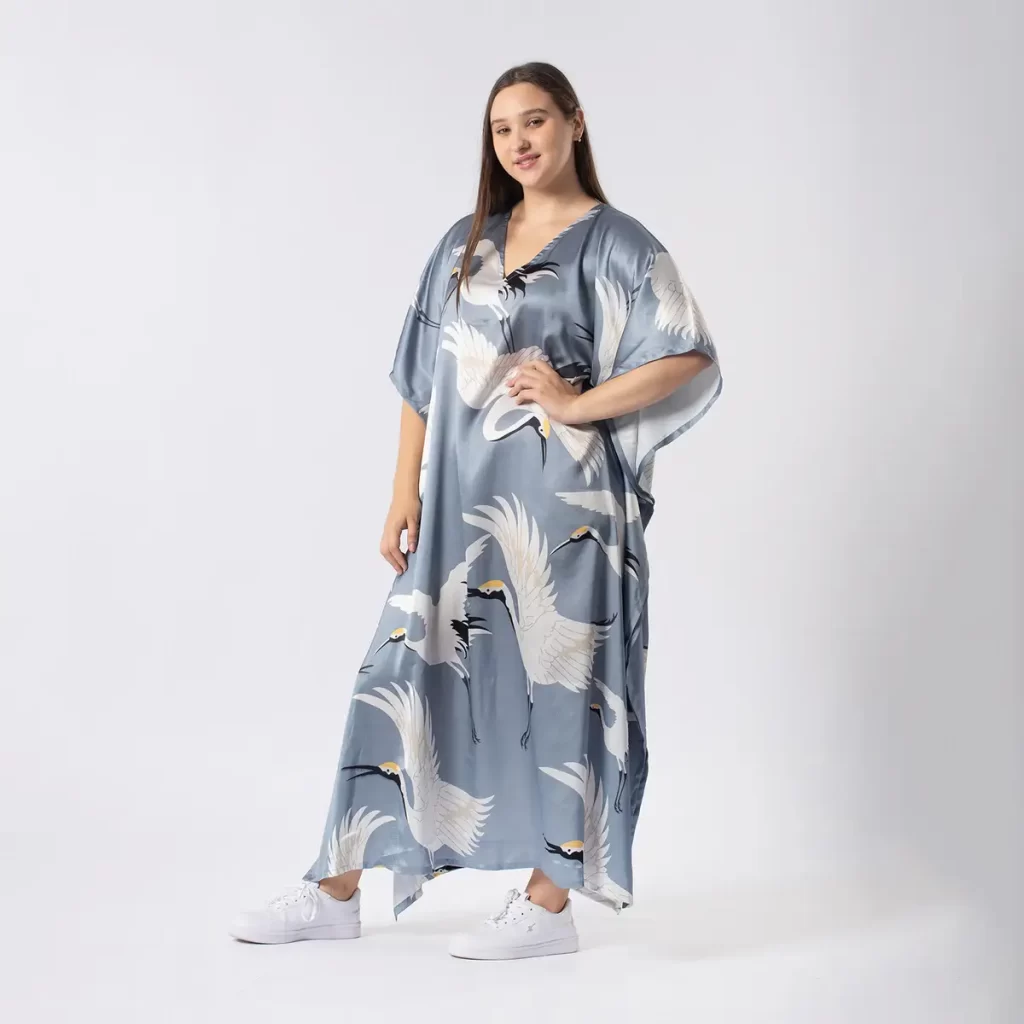 Tamsy Sky Blue Crane Kaftan