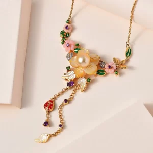 Bridgerton jewelry sharma Yellow Mother Of Pearl and Multi Gemstone Necklace