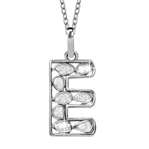 Artisan Crafted Polki Diamond Initial E Pendant Necklace (20 Inches) in Platinum Over Sterling Silver 0.50 ctw
