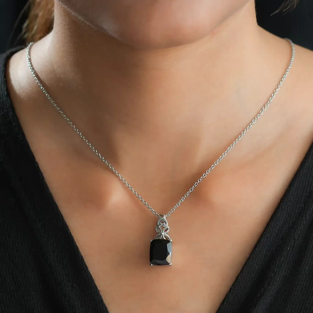 Black Tourmaline Solitaire Pendant Necklace