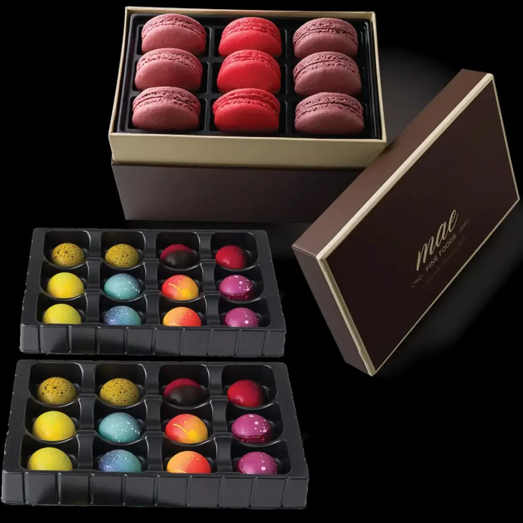 Gourmet Exotic Chocolate Bonbons and French Macarons Gift Set Large