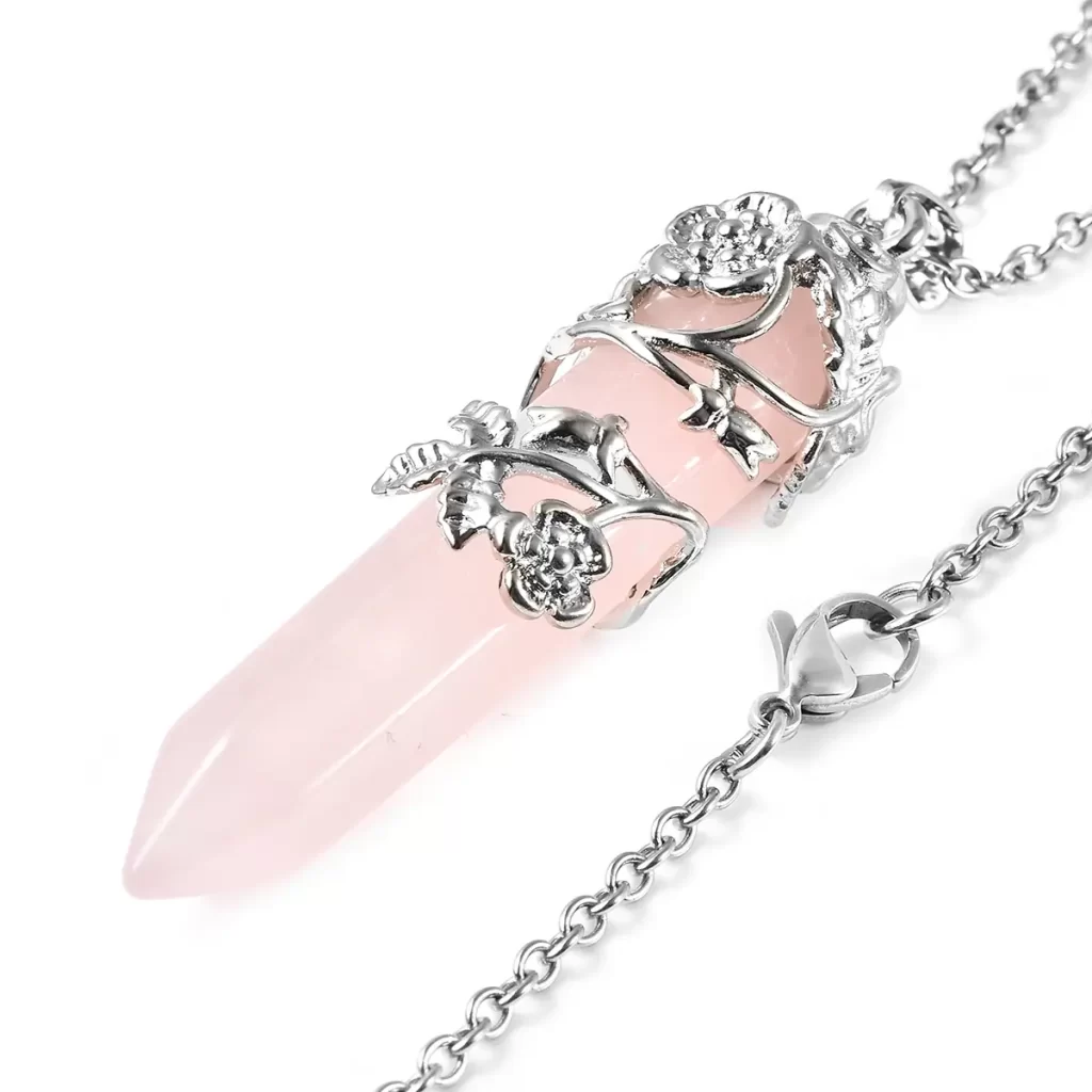 How to cleanse Rose Quartz Crystal Pointer Healing Crystal Pendant Necklace