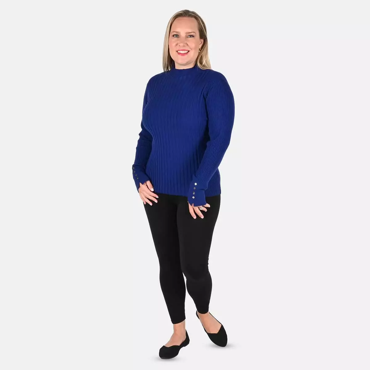 Tamsy Blue Ribbed Knit Sweater - L
