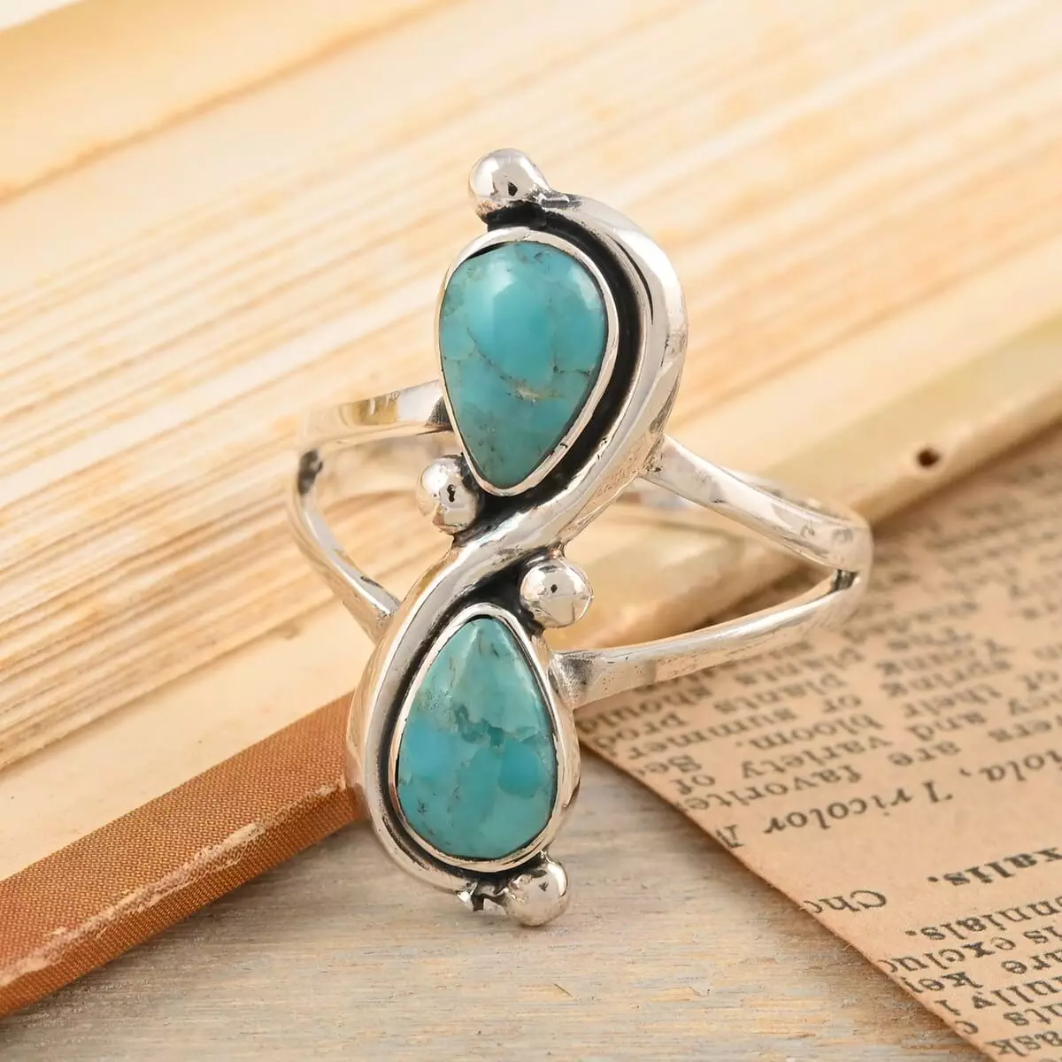 SANTA FE Style Mojave Blue Turquoise Ring Sterling Silver 1.00 ctw