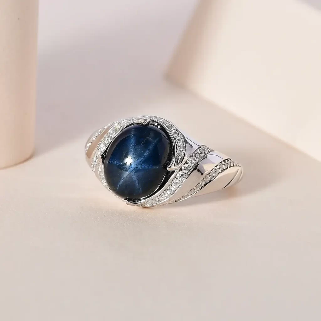 Buy RYLOS Mens Ring with Oval Shape Cabochon Gemstone in 14K White Gold -  6X4MM Blue Star Sapphire, Black Star Sapphire, Star Ruby, Onyx, Opal Color  Stone Online at desertcartINDIA