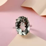 Montezuma Prasiolite Solitaire Ring in Platinum Over Sterling Silver, Cocktail Ring For Women