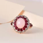Peruvian Pink Opal and Multi Gemstone Cocktail Ring