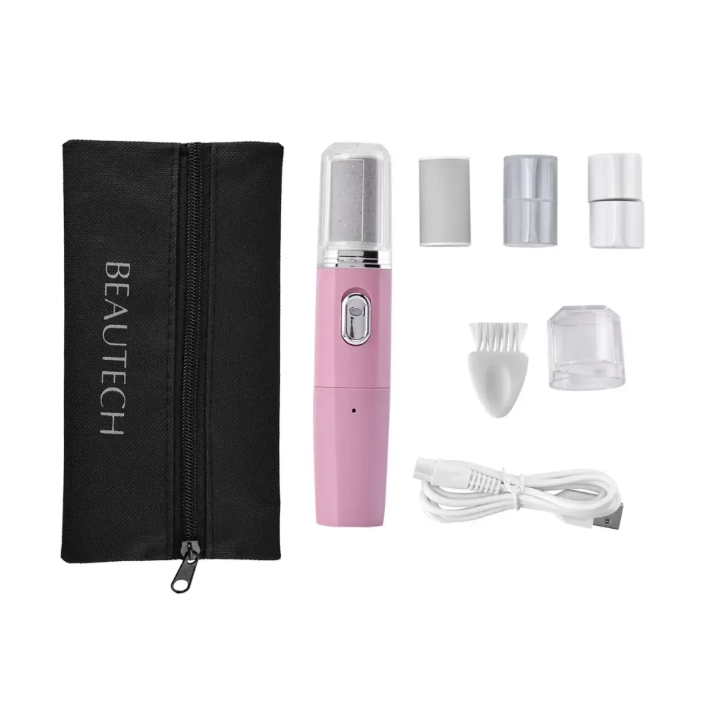 Beautech 4-in-1 Pink Electric Nail Filer & Foot Care Set with Velvet Storage Bag