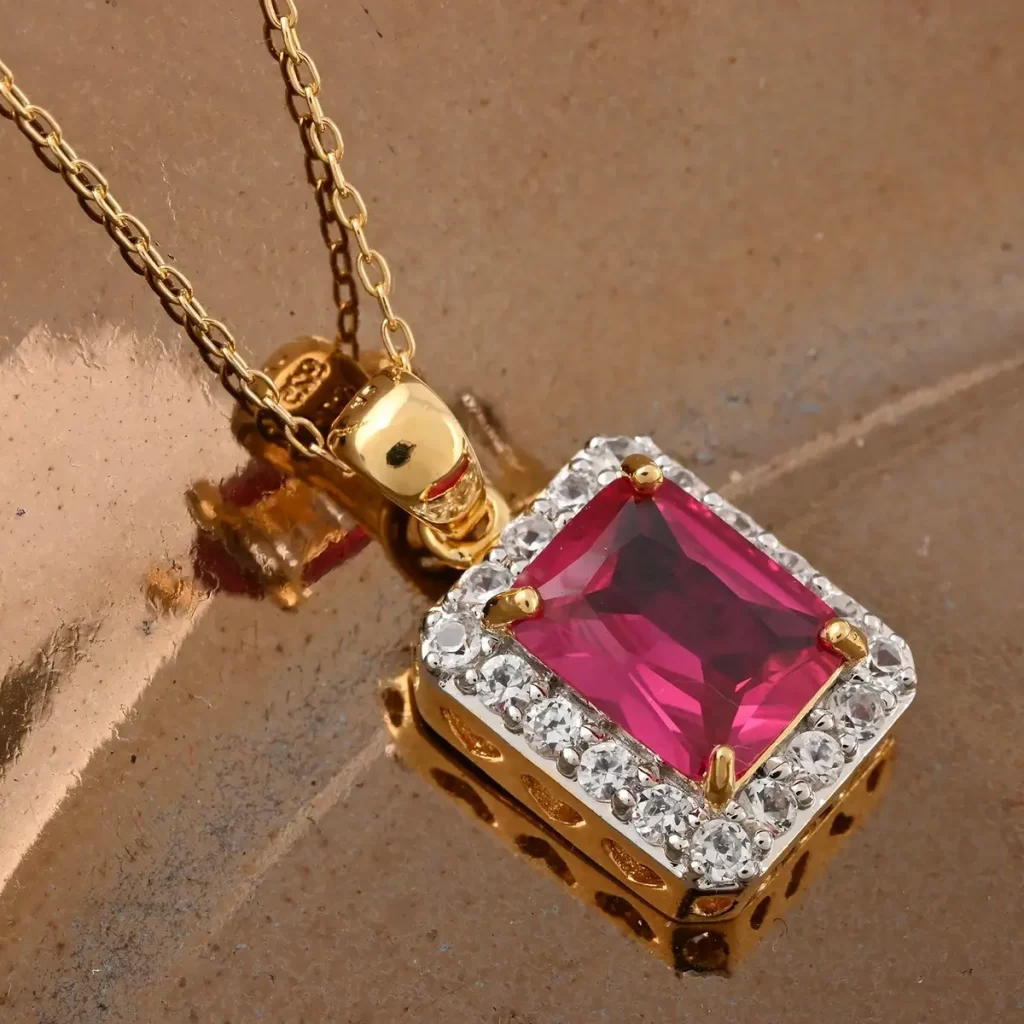 RUBY AND ZIRCON PENDANT NECKLACE