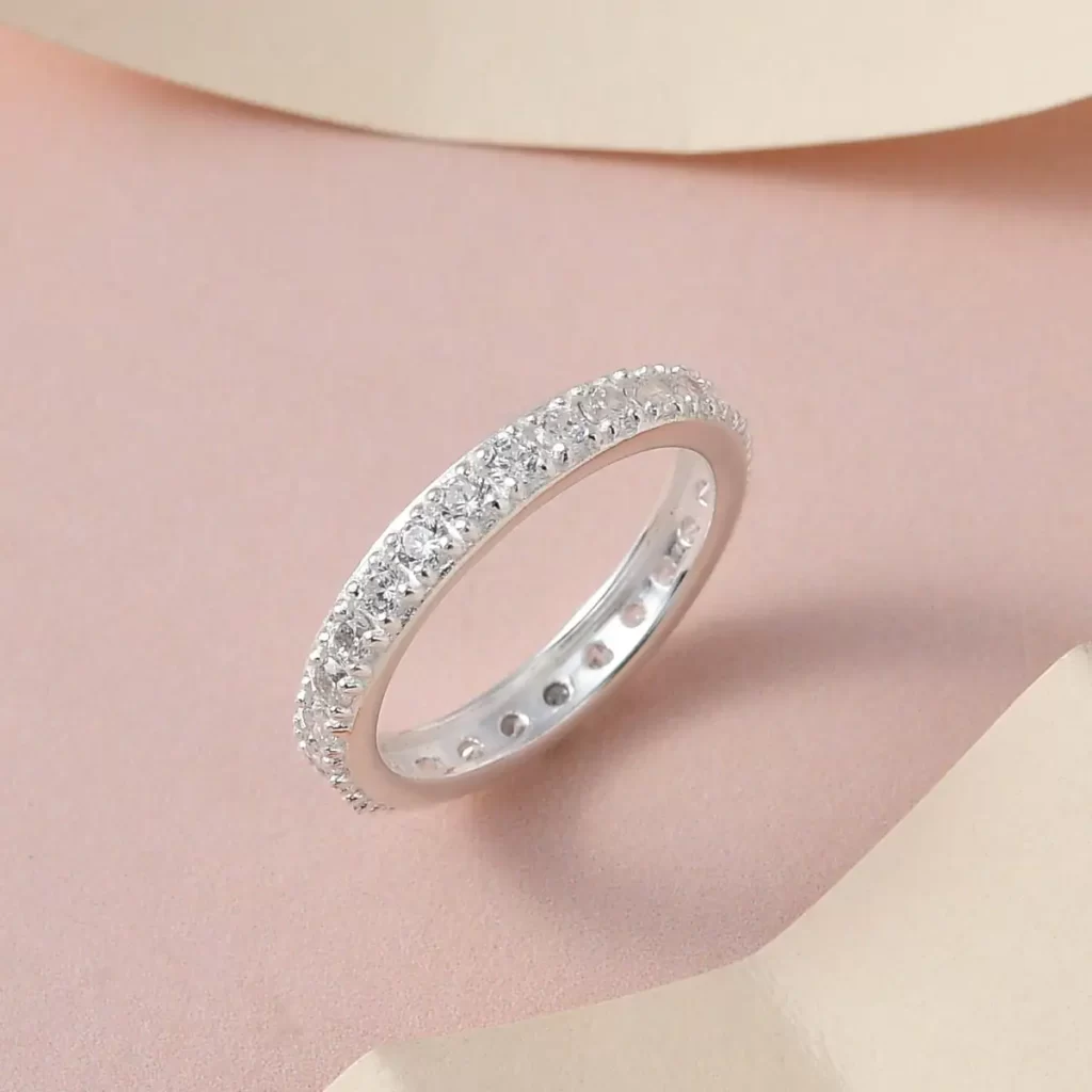Simulated Diamond Eternity Band Ring in Sterling Silver Under $10