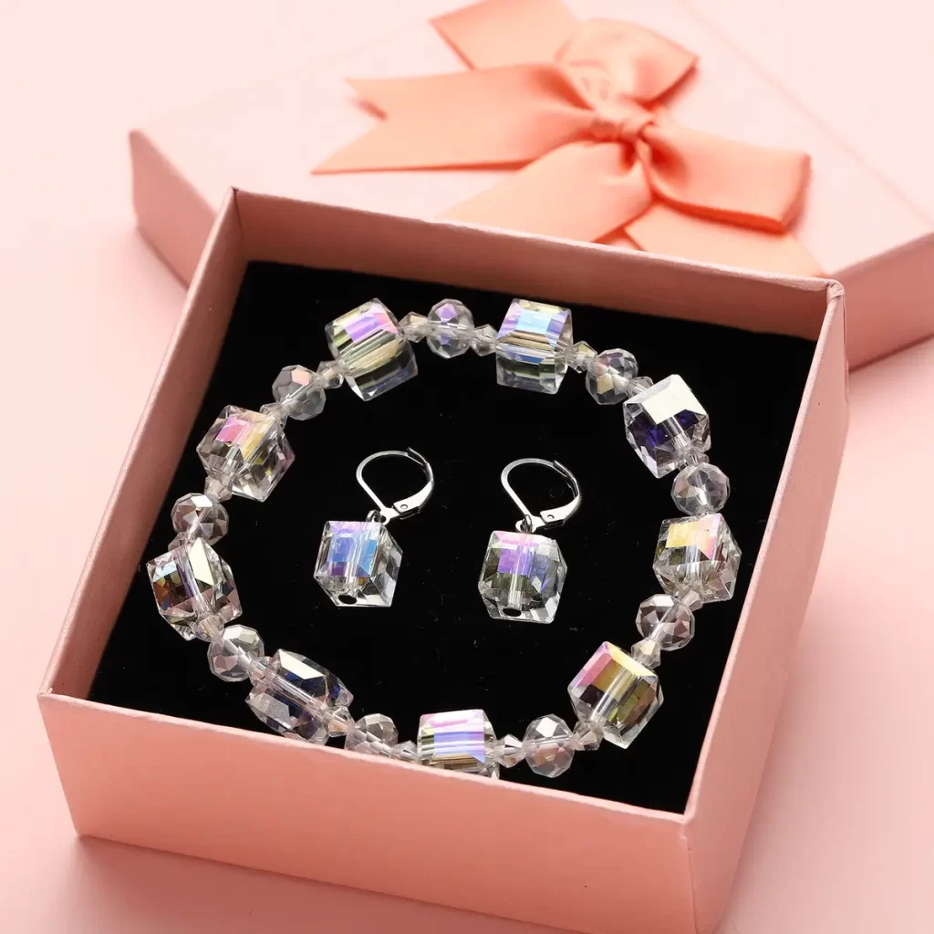Simulated Mystic Quartz Fine Jewelry Beaded Bracelet and Drop Earrings in Silvertone