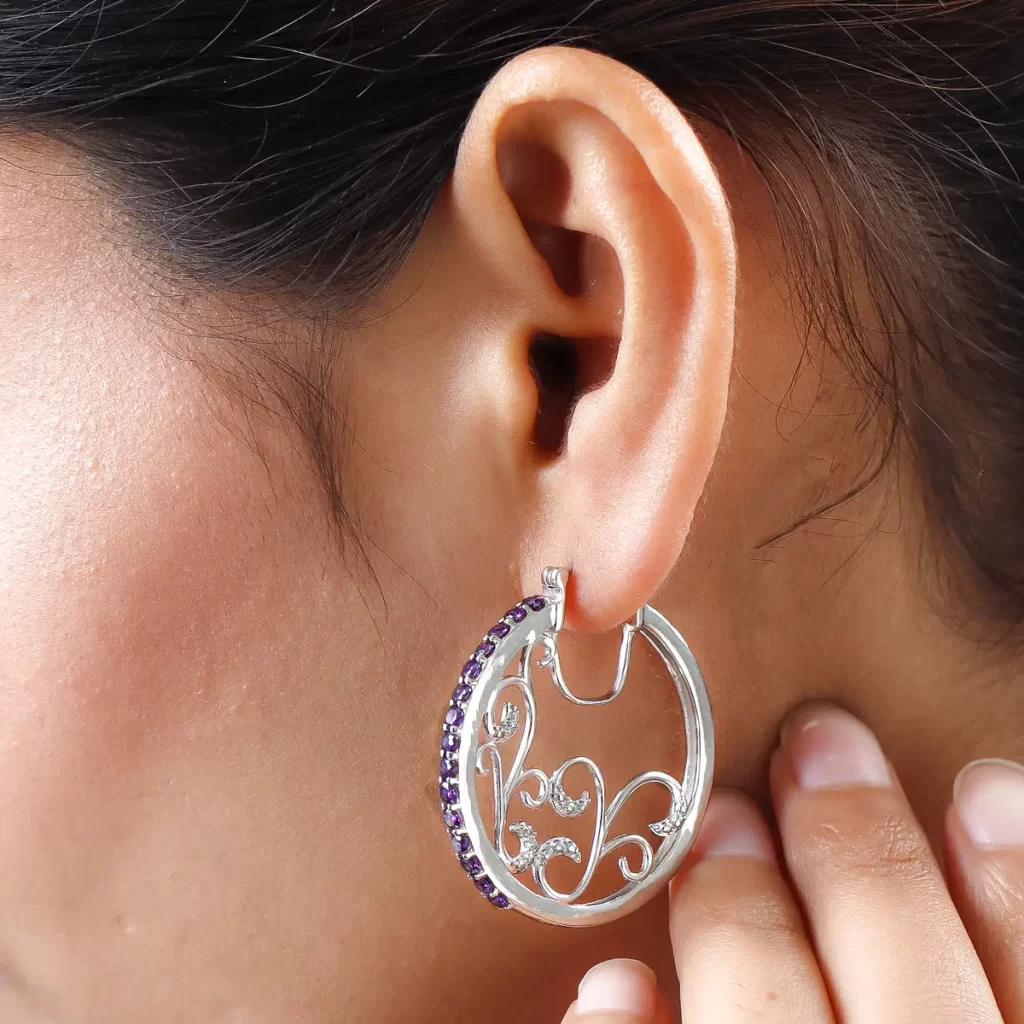 Amethyst hoop earrings under $20 for bridesmaids