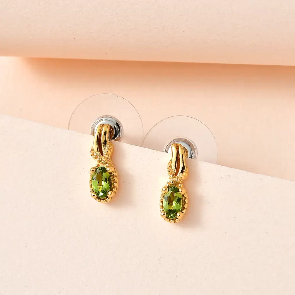 Premium Natural Calabar Green Tourmaline Stud Earrings