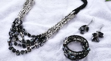 Black Seed Beaded Multi Strand Necklace