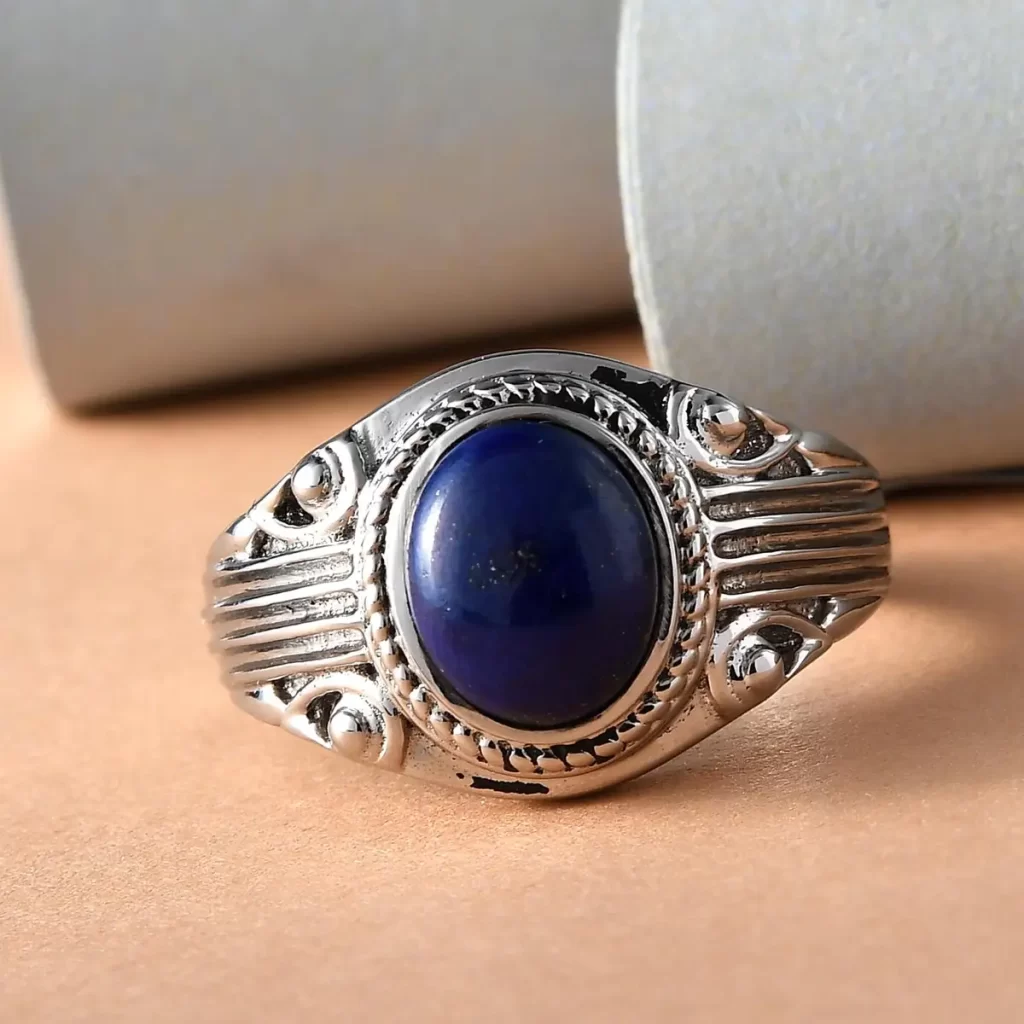 Lapis Lazuli Men's Ring in Stainless Steel