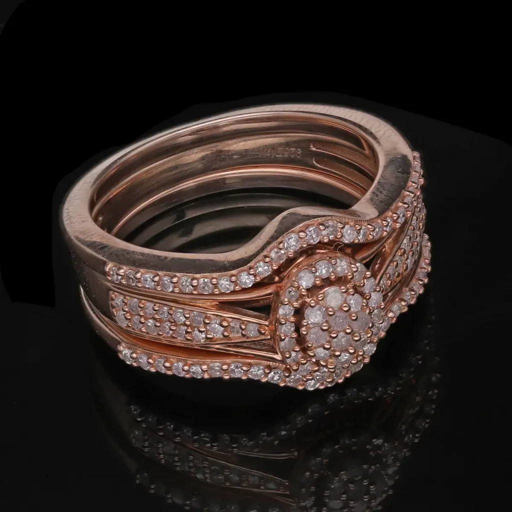 Set of 3 Natural Pink Diamond Stackable Ring
