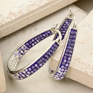 Holiday Gifts Cyber Monday Deals Purple Crystal Earrings Inside Out Hoops For Women