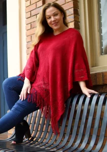 Fringe Detailed Knitted Poncho winter wear 2023