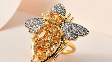 GP Jewelry Collection Premium Brazilian Citrine and White Zircon Bee Ring