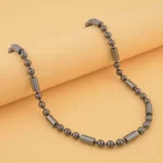 Hematite Beaded Men's Necklace 24 Inches in Silvertone