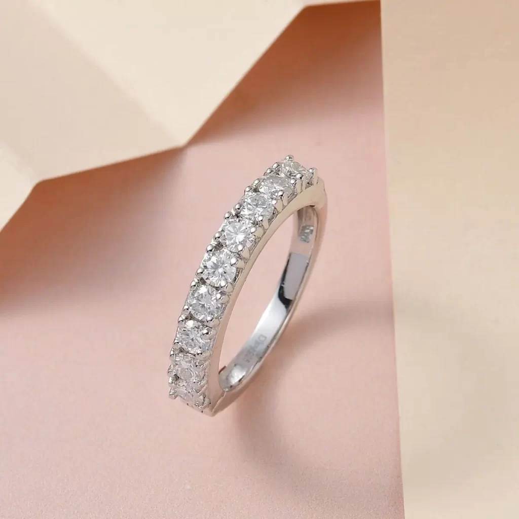 Moissanite Openable Arthritis Ring in Platinum Over Sterling Silver