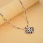 Affordable jewelry cheap necklaces Murano Style and Multi Gemstone Heart Pendant Necklace 20 Inch in Stainless Steel
