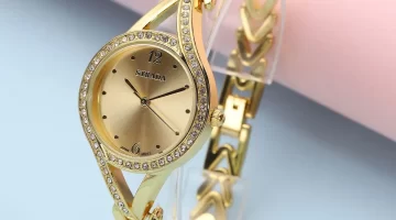 Gift for zodiac, gift for leo, Strada Austrian Crystal Japanese Movement Watch with Gold Strap