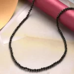 Thai Black Spinel Beaded Necklace 20 Inches in Platinum Over Sterling Silver