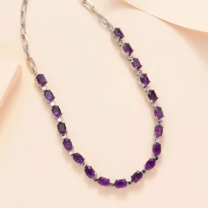 Amethyst Paper Clip Chain Necklace
