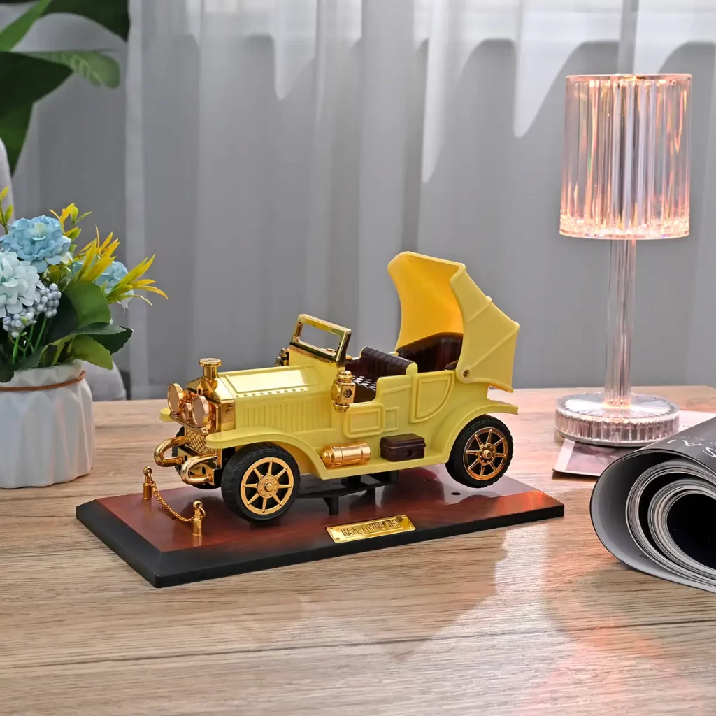 Housewarming gifts Golden Color Vintage Car Shaped Music Box with Base