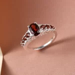 Mozambique Garnet Ring in Sterling Silver Fashion Statement Rings For Women